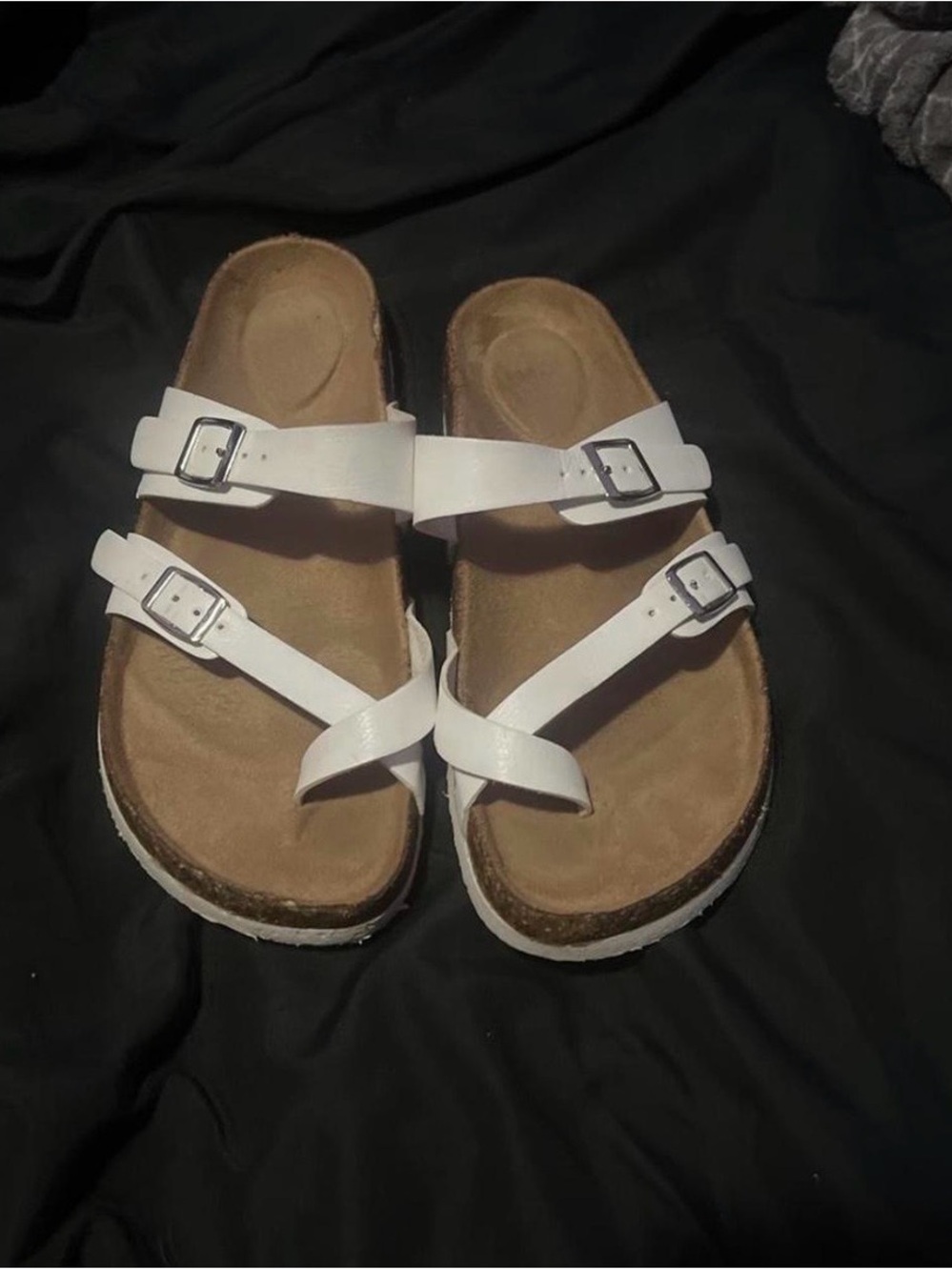 Kids White Strappy Buckle Sandals